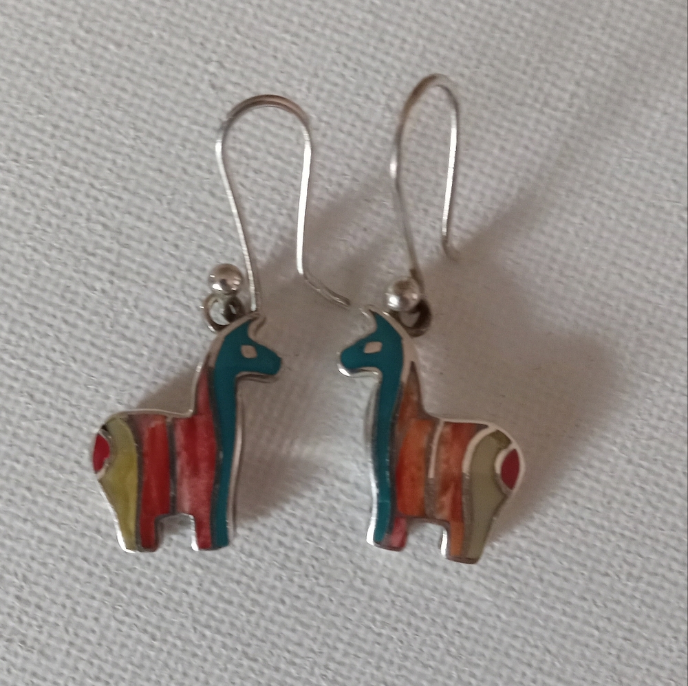 Vintage 950 sterling silver Llama earrings
